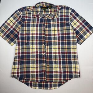Vintage Timberland Plaid Short Sleeve Button Down Shirt Men's L Summer Casual
